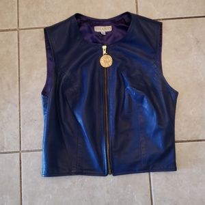 Shari’s Place Blue Leather Vest XS